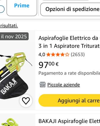 Soffiatore aspirafoglie elettrico
