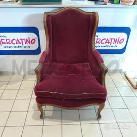 POLTRONA TIPO VELLUTO BORDEAUX PIEDINI CABRIOLE