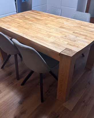 Tavolo Jysk legno rovere 160 x 100 con 4 sedie
