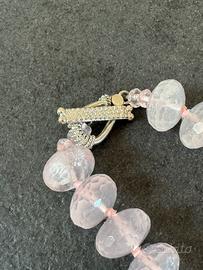 Set quarzo rosa collana bracciale orecchini