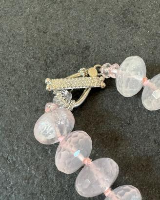 Set quarzo rosa collana bracciale orecchini