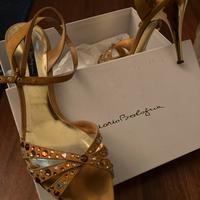 Sandalo ocra con swarosky tacco 11 misura 40