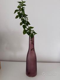 Stock 11 Vasi in vetro viola bordeaux lavorato H28