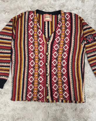 Cardigan Foxhound vintage multicolor jacquard M/L