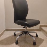 poltrona ufficio pelle e acciaio