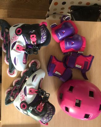 Roller bambina con casco e protezioni 6-10 anni