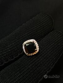 orecchini quadrati con diamante nero e zirconi