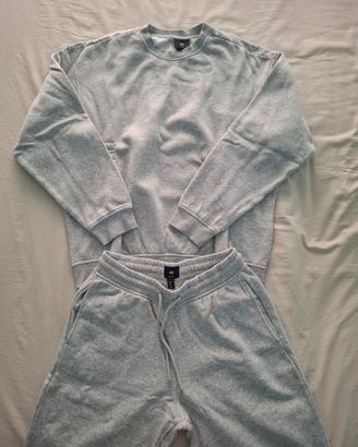tuta completa h&m felpata grigia uomo
