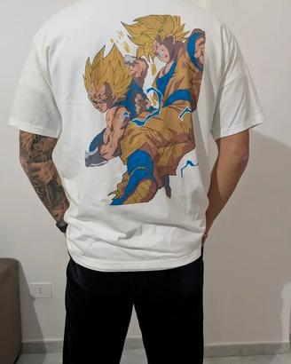 T-shirt Anime DBZ Goku e Vegeta SSJ - Ricamo mano