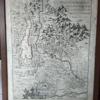 Mappa antica 1735 Mantova Lago di Garda e Adige