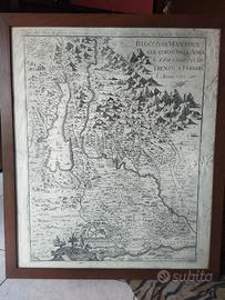 Mappa antica 1735 Mantova Lago di Garda e Adige
