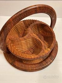 Portafrutta portatutto in legno