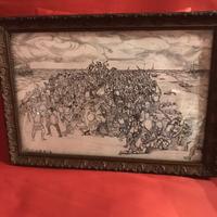 Cornice con disegno a china firmato cornice 1900