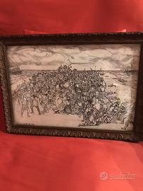 Cornice con disegno a china firmato cornice 1900