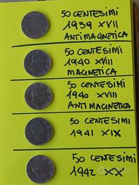 Monete da 50 centesimi dal 1939 al 1942