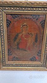Dipinto olio su tavola  Madonna con Bambino 