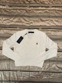 Maglione Bianco Polo Ralph Lauren V-neck