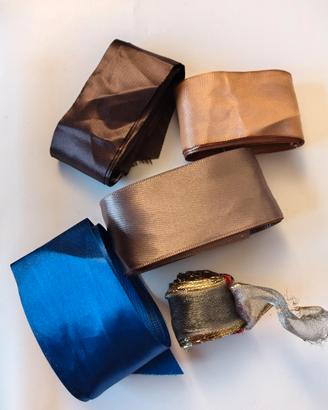 Set nastri fettucce passamaneria hobby blu marrone