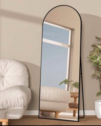 EMKE Specchio A Figura Intera 120x37cm Specchio Da Parete Nero Con Cornice In Alluminio Specchio Adatto Per Montaggio A Porta A Parete 89971948