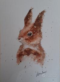 Dipinto acquerello scoiattolo