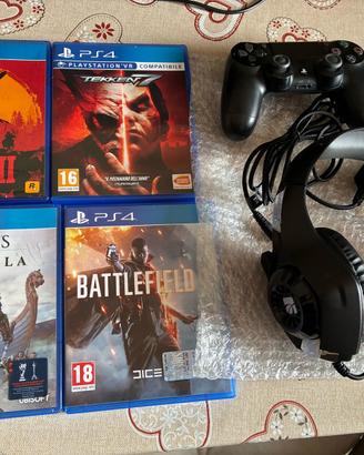 4 giochi Ps4 più cuffie gaming piu controller ps4
