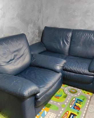 Coppia Divani in Ecopelle Blu