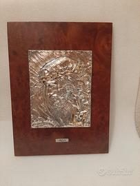 quadro  capoletto  con volto di Cristo   in lamina