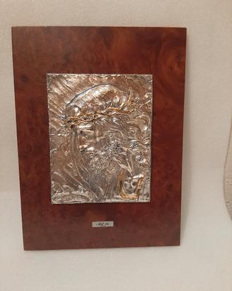quadro  capoletto  con volto di Cristo   in lamina