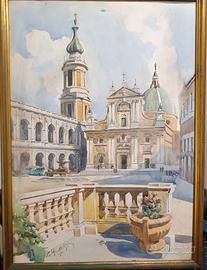 Gino FRATTINI (1891-1965) Dipinto Acquerello LORET