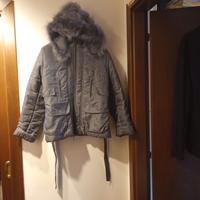 Giacca piumino donna XL con bordi in vera volpe