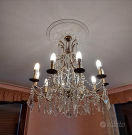 Lampadario classico vintage 8 luci con cristalli