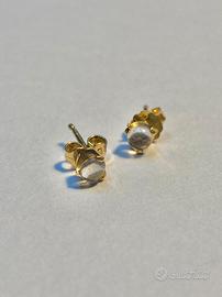 Orecchini oro giallo 18K e pietra trasparente y2k