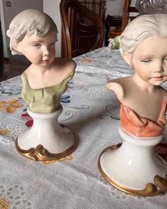 Coppia busti decorativi in porcellana vintage