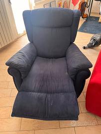 Poltrona relax reclinabile microfibra blu SCONTO!