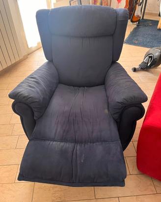 Poltrona relax reclinabile microfibra blu SCONTO!