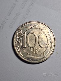 Moneta 100 lire del 1996 