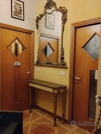 specchio in foglia d' oro barocco con console