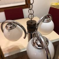 Lampadario vintage acciaio tre bracci