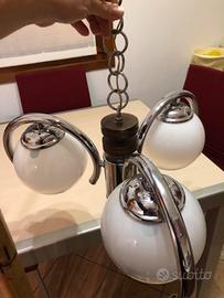 Lampadario vintage acciaio tre bracci