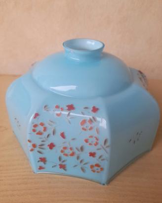 Paralume vetro opalino azzurro anni 50