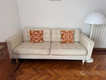 divano ikea LANDSKRONA pelle bianco, 3 posti