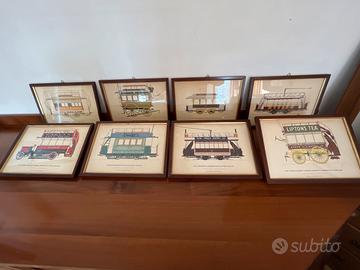 Riproduzioni stampe antiche locomotive e bus
