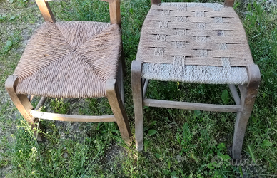 2 vecchie sedie in Legno impagliate