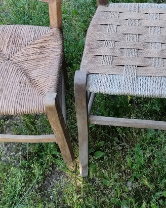 2 vecchie sedie in Legno impagliate