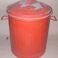 Cestino in metallo zincato antico bidone rosso 30l