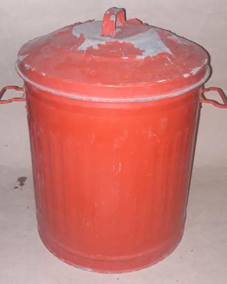 Cestino in metallo zincato antico bidone rosso 30l