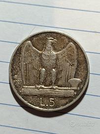 5 lire argento aquilino 1927