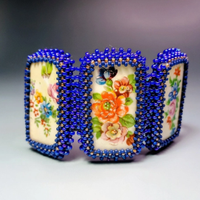 Bracciale artigianale in vetro e ceramica Limoges