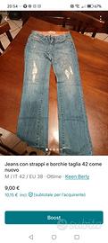 jeans ragazza donna con strappi e borchie taglia M