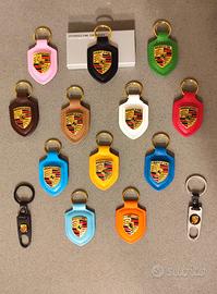 Portachiavi PORSCHE in vera pelle fiore o acciaio